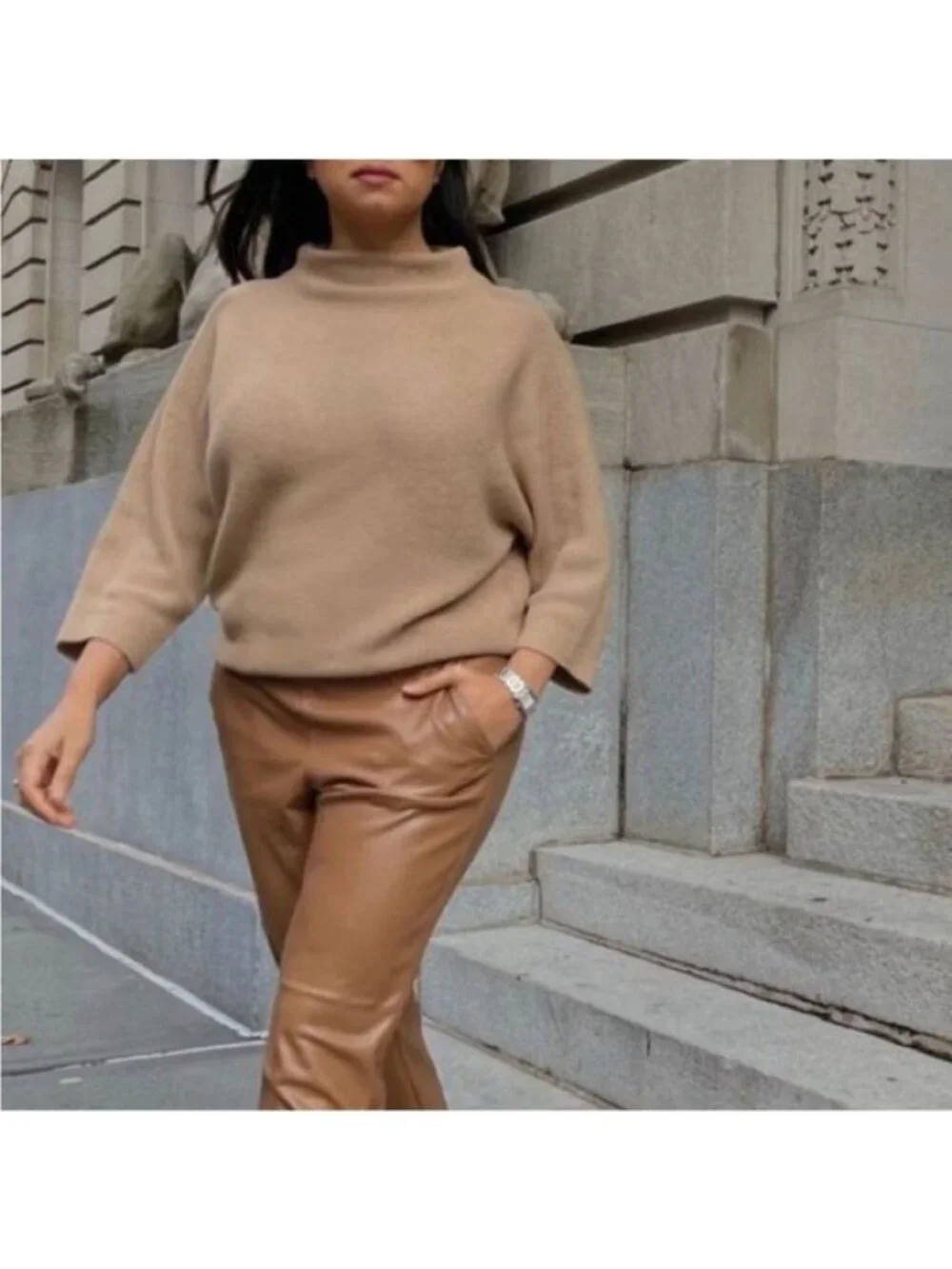 The Reset R Label Funnel Pullover Wool Cashmere Sweater Toffee Medium